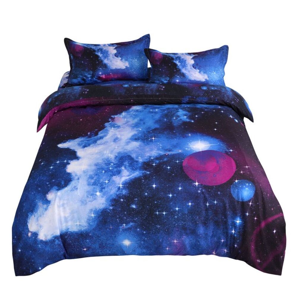 4pcs Galaxies Duvet Cover Sets Space Themed All-Season Reversible Design Twin